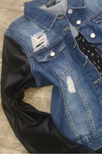 Faux Leather Sleeve Denim