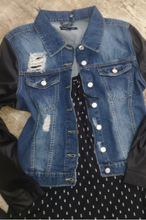 Faux Leather Sleeve Denim