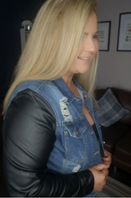 Faux Leather Sleeve Denim