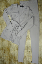 Grey Ribbed belted co-ord