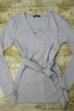 Grey Ribbed belted co-ord